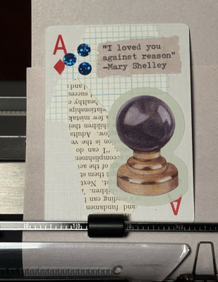Quote Card #274 by Mazerzine collage Mary Shelley crystal ball aceo art card thumbnail 1