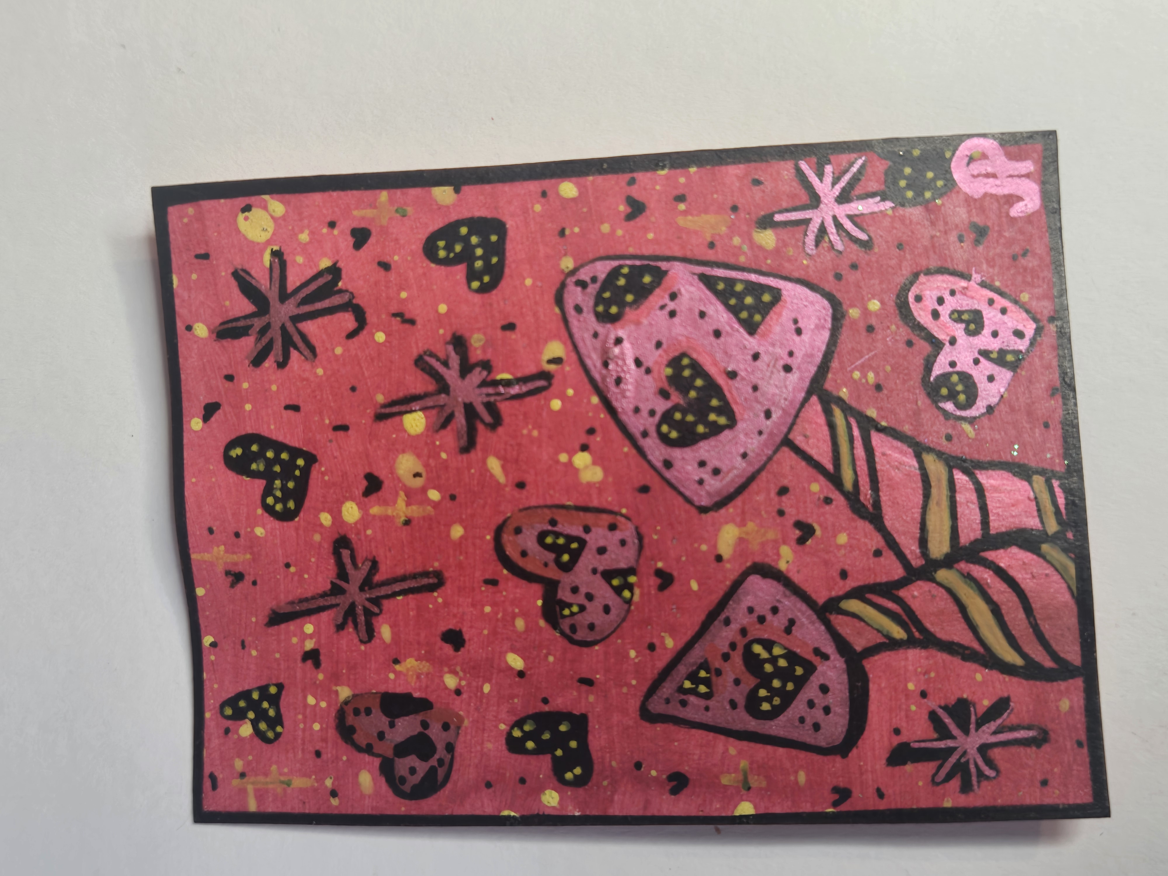 Blush Pixie Soul-mushrooms- ACEO Original Painting 2.5x3.5- Artist- FOXI aceo art card thumbnail 2