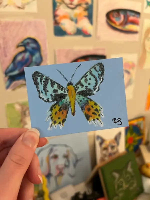 Madagascan Sunset Moth aceo art card