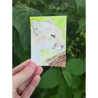 Mountain Lion aceo art card thumbnail 2