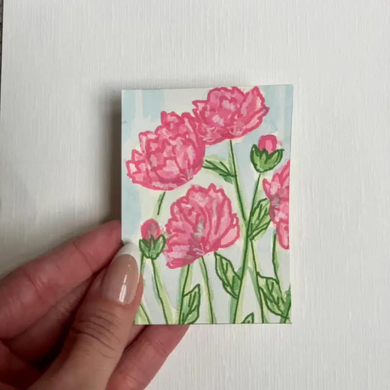 4 - Summertime Peonies aceo art card