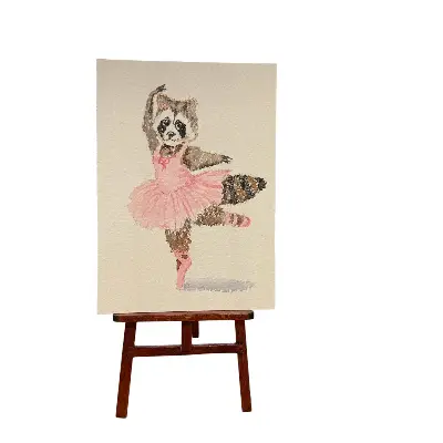 Raccoon Ballerina aceo art card thumbnail 1