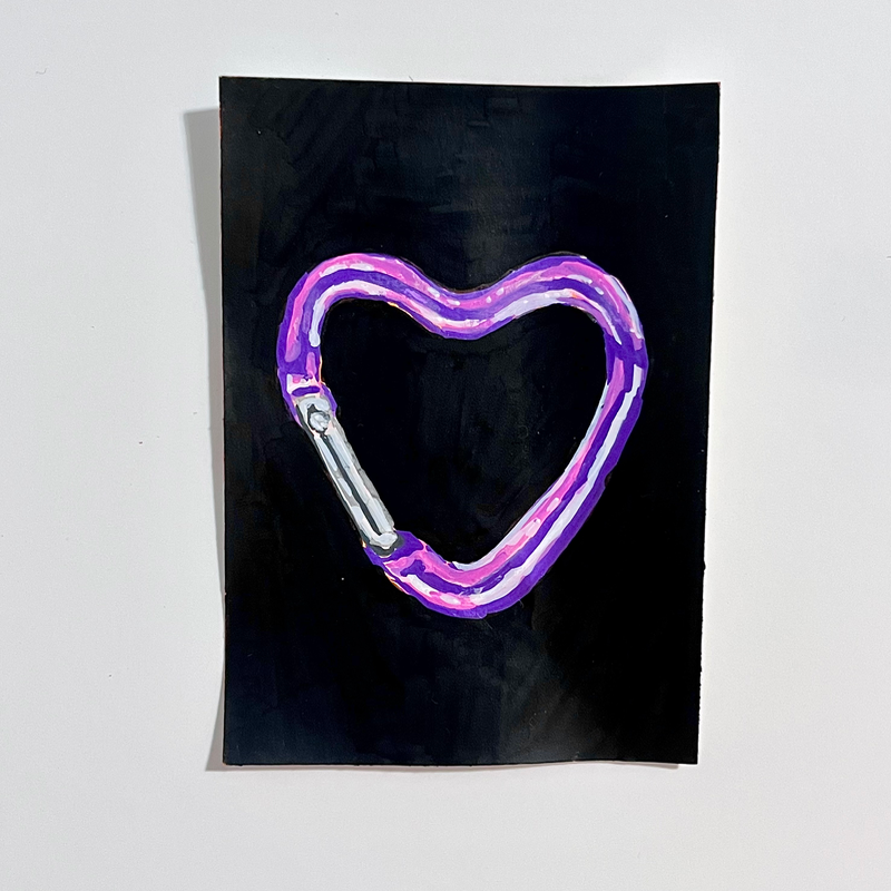 Carabiner Heart aceo art card