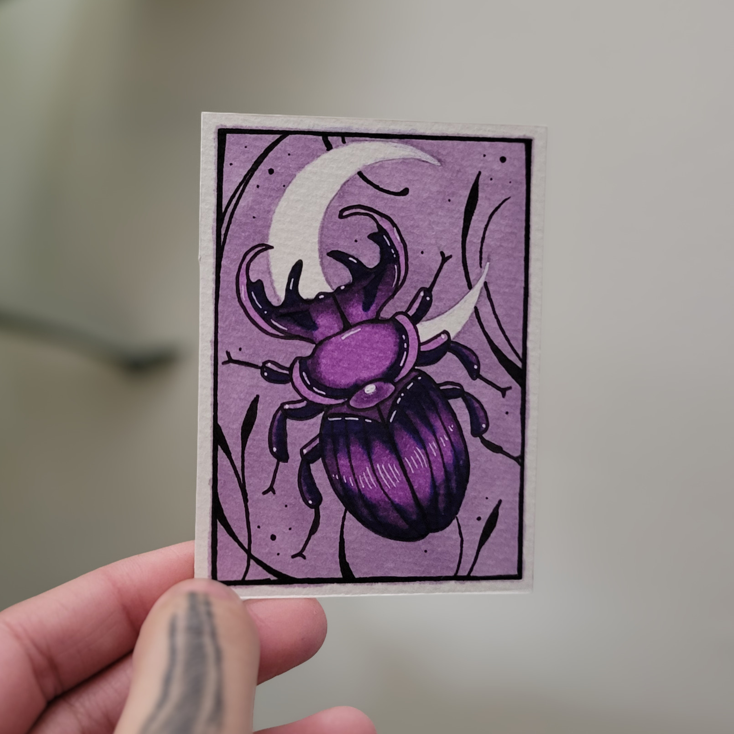 Enchanted Beetle aceo art card