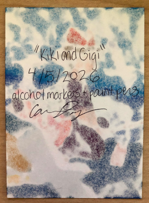 Kiki and Gigi aceo art card thumbnail 2