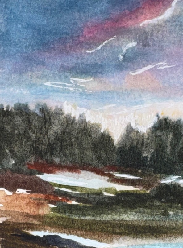 Pink sky aceo art card