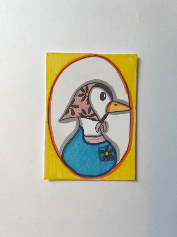 ACEO ORIGINAL DUCK PORTRAIT aceo art card