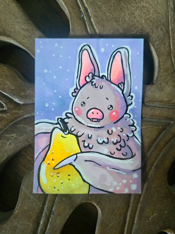 Bat to the Bone - Original ACEO aceo art card