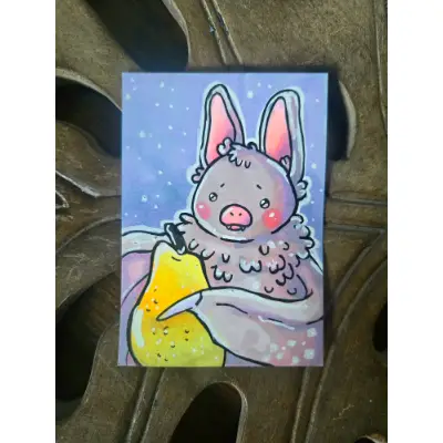 Bat to the Bone - Original ACEO aceo art card thumbnail 1