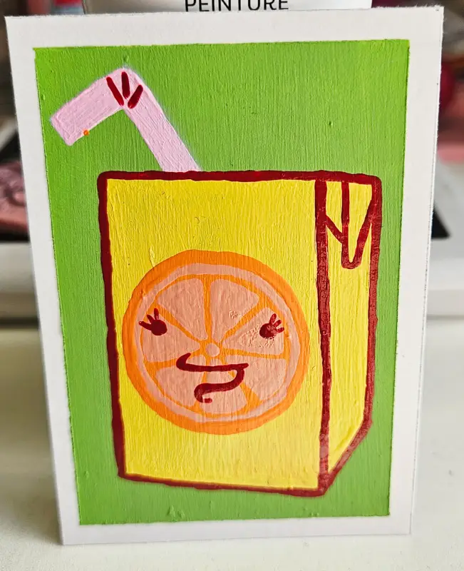 Orange Juice Box aceo art card