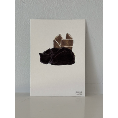 ACEO original, Luna and box aceo art card thumbnail 2