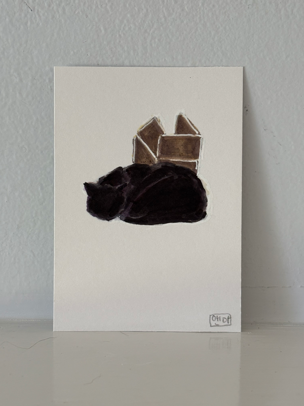 ACEO original, Luna and box aceo art card