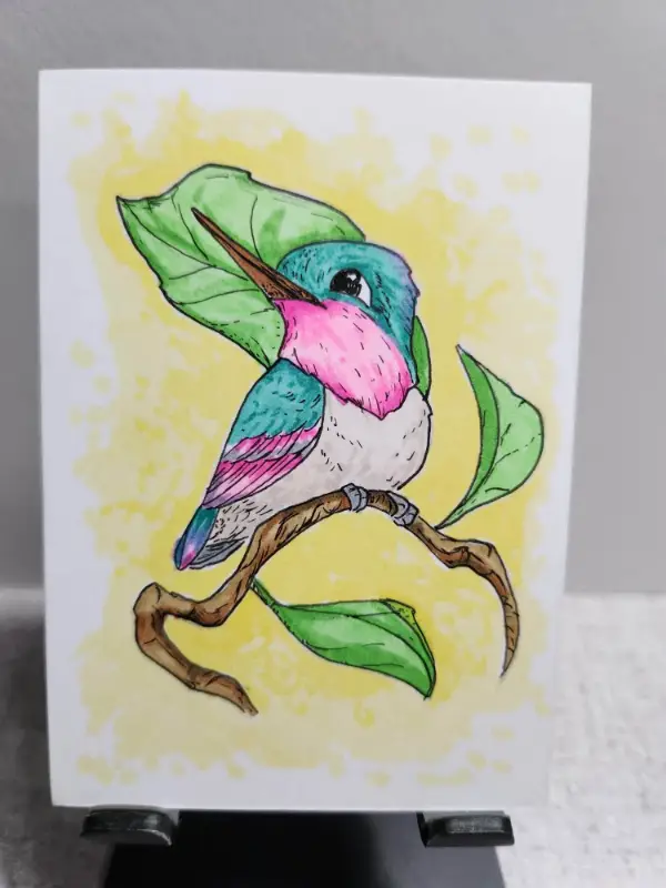 Hummingbird aceo art card