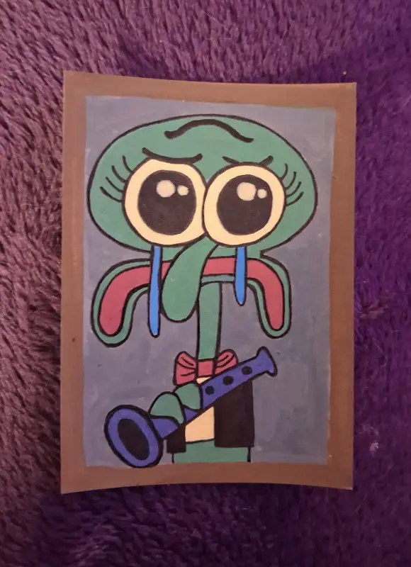 Crying Squidward aceo art card
