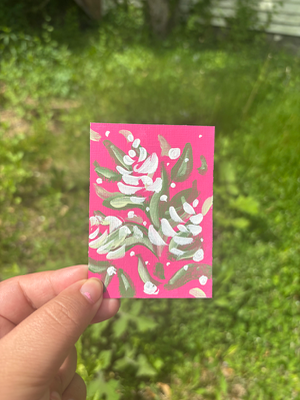 “Pink & White” Abstract Acrylic Floral Flowers aceo art card thumbnail 2
