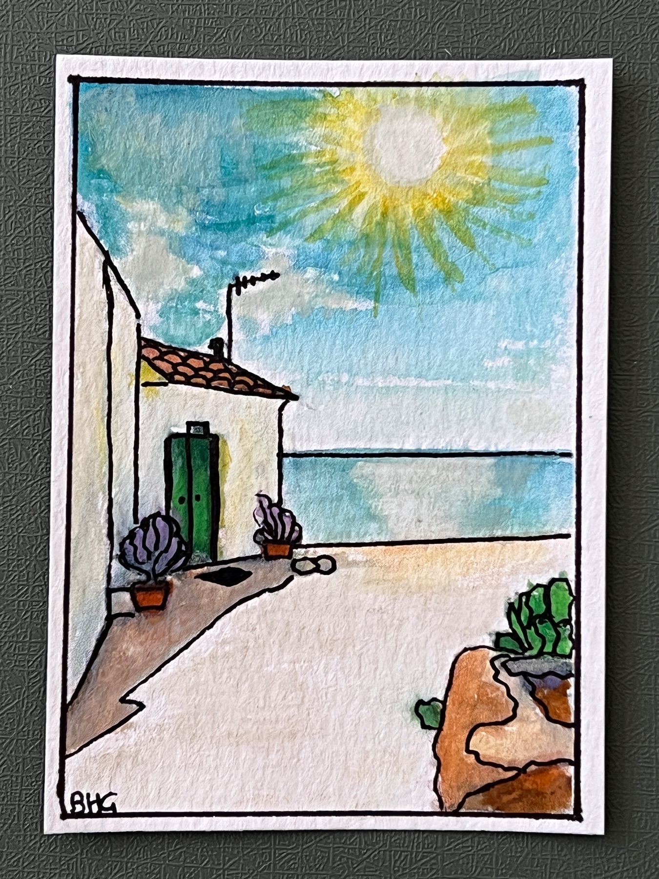 Sun on the Aegean aceo art card