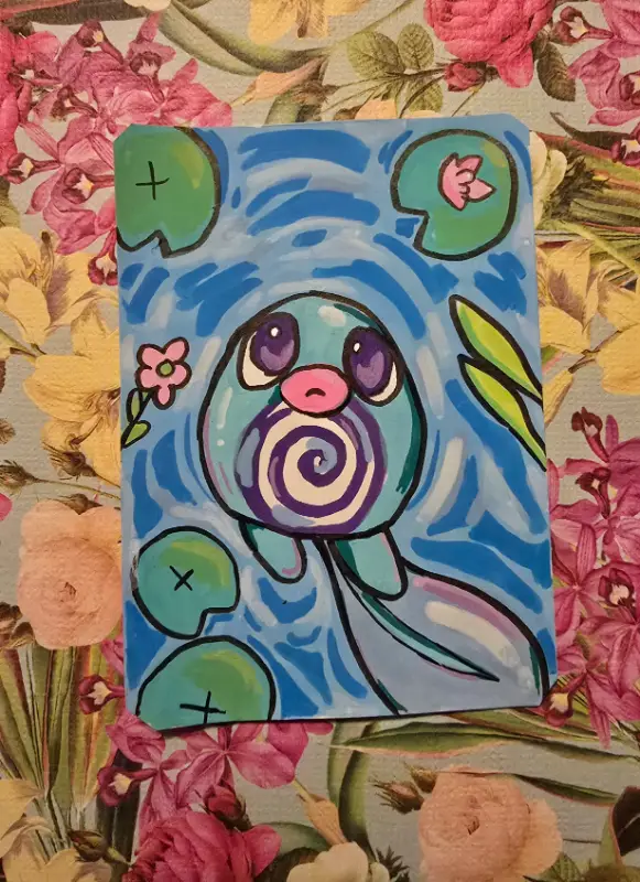 Poliwag, floating around. aceo art card