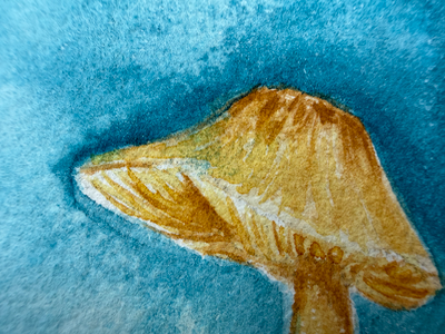 Golden Mushroom aceo art card thumbnail 2