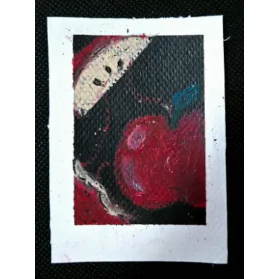 Apples 'n Apples 1/3 pastel fruits aceo art card thumbnail 1