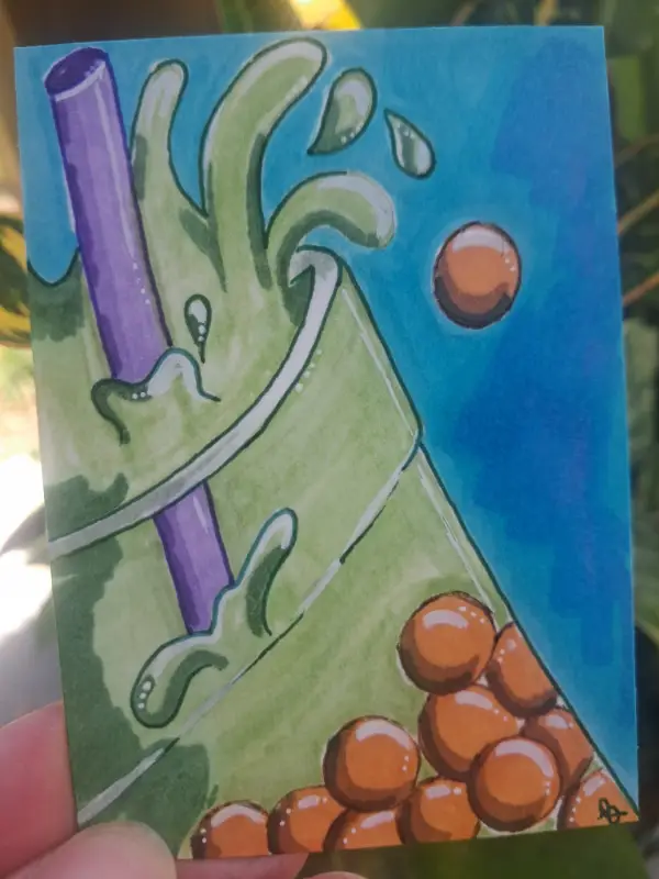 Boba Splash aceo art card