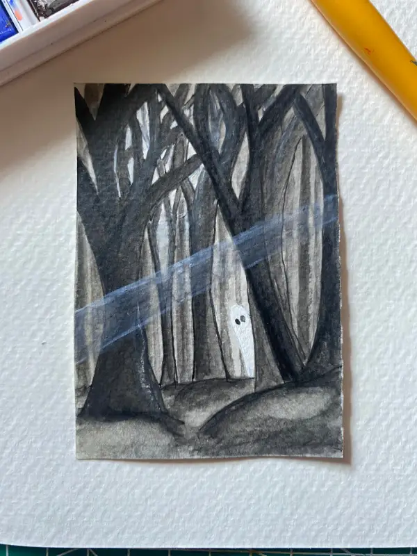 Curious aceo art card