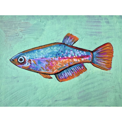 Colorful Fish aceo art card thumbnail 2