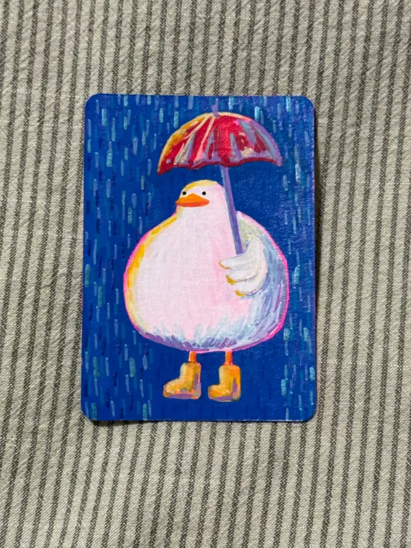 Duck in the Rain #1 aceo art card