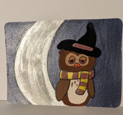 Brave Owl aceo art card thumbnail 1
