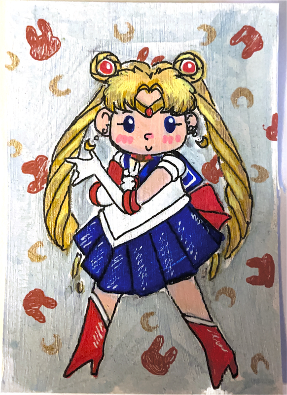 Kawaii chibi Sailor Moon aceo art card