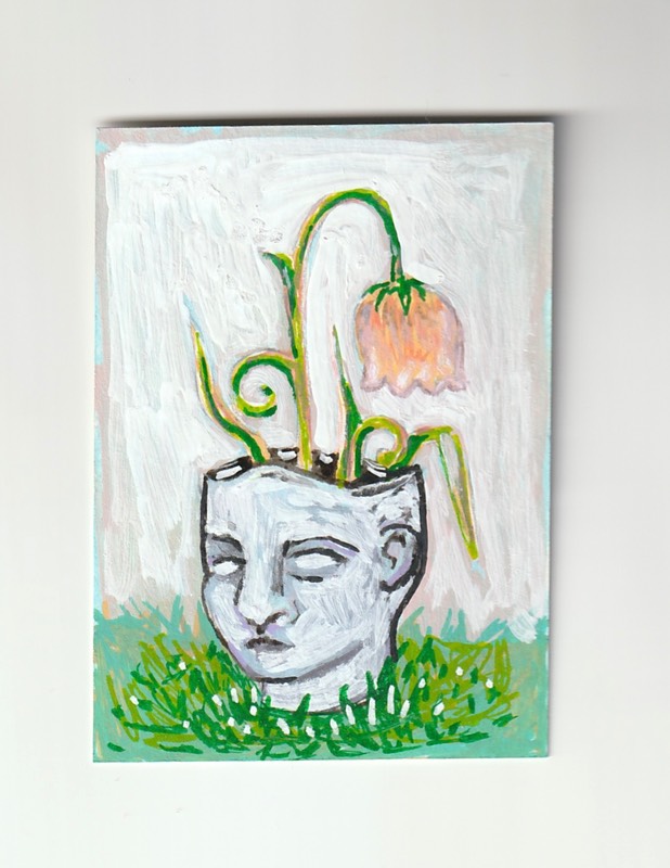 Head Planter aceo art card