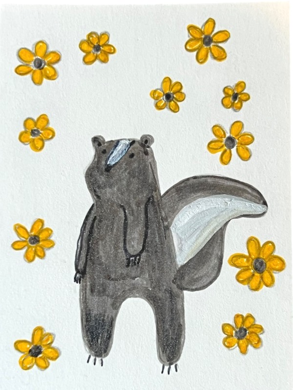 Skunk ACEO Original Drawing aceo art card