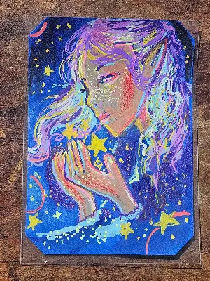 Carrying the Stars aceo art card thumbnail 1
