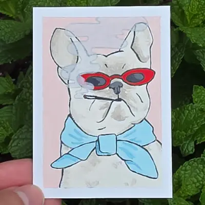 French² Bulldog aceo art card thumbnail 2