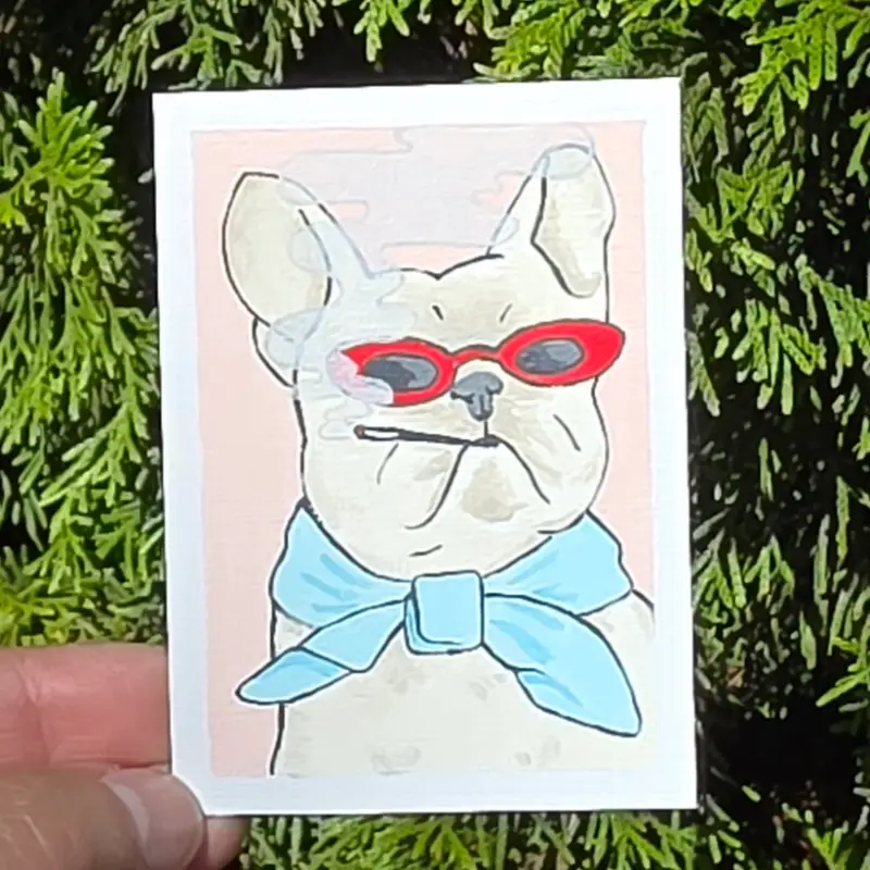 French² Bulldog aceo art card