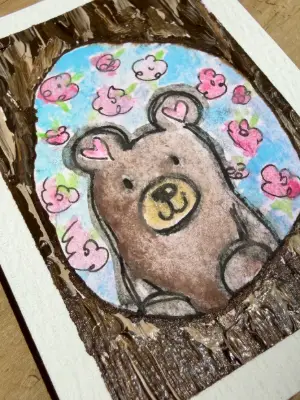 Blossom Bear | Original Mini Painting aceo art card thumbnail 2