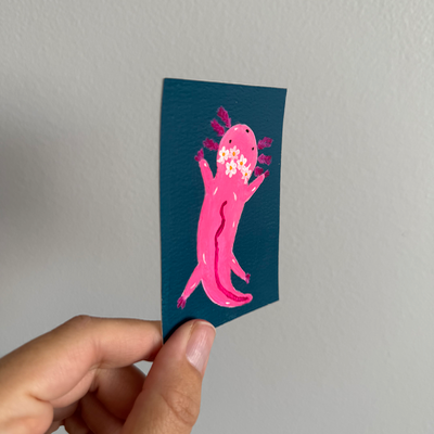 Original Floral Axolotl ACEO | Petals & Gills #1/3 aceo art card thumbnail 2