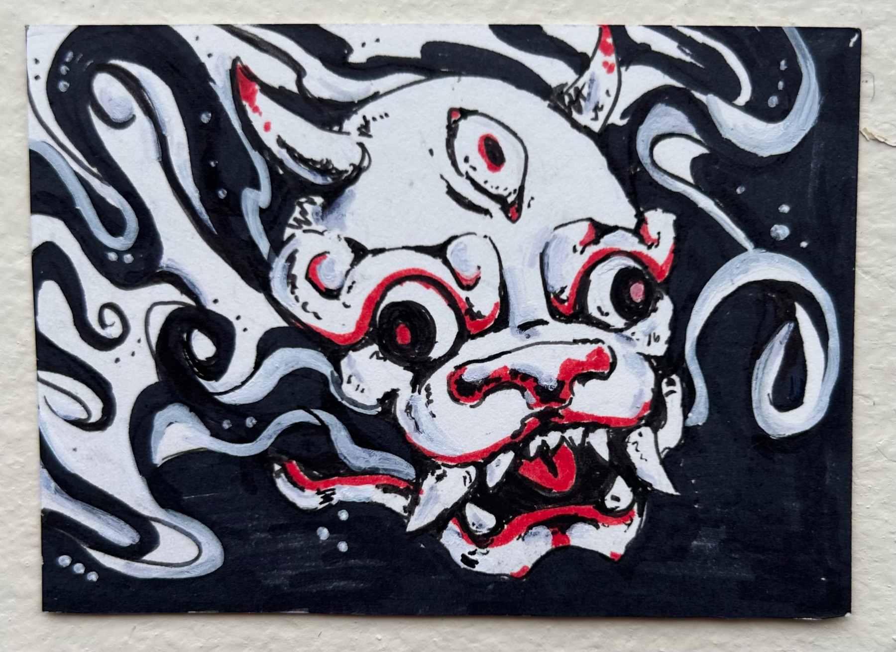 Mask and Smoke aceo art card