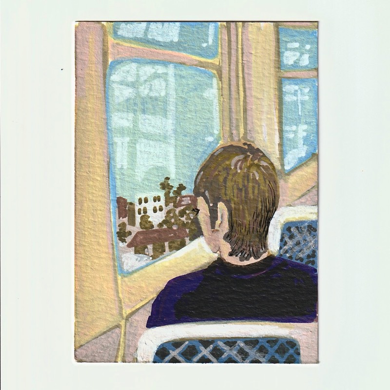 Train Window aceo art card