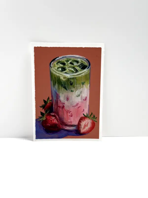 Strawberry Matcha ("Nice to Matcha") aceo art card
