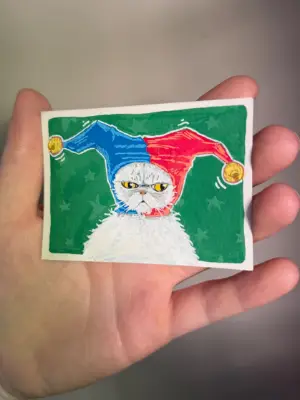Grumpy Jester (#2) aceo art card thumbnail 2