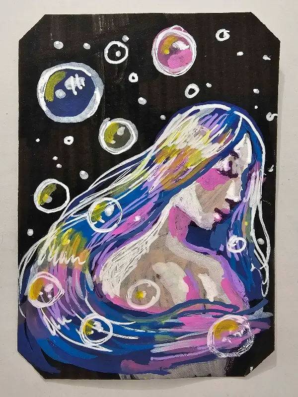 Space Bubbles aceo art card