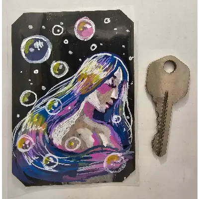 Space Bubbles aceo art card thumbnail 2