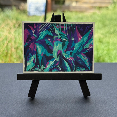 vaporwave leaves aceo art card thumbnail 2