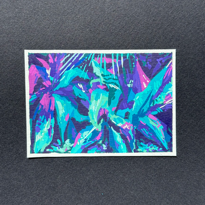 vaporwave leaves aceo art card thumbnail 3