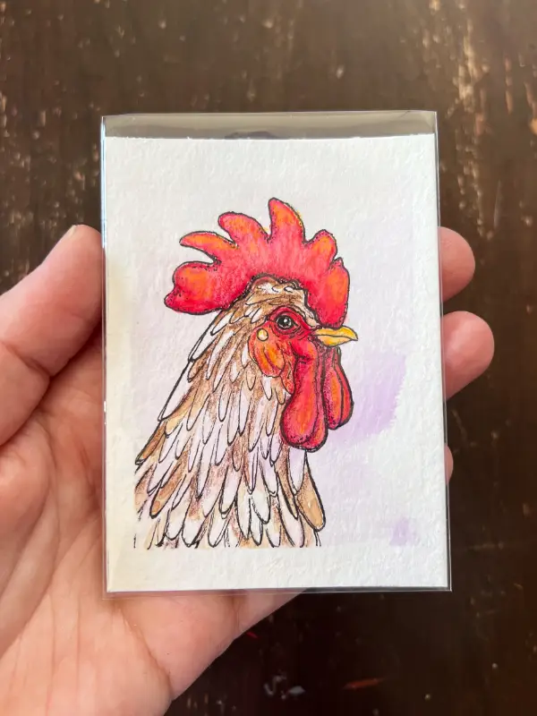 Rooster aceo art card