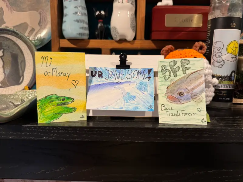 Punny Aquatic Critter Cards aceo art card