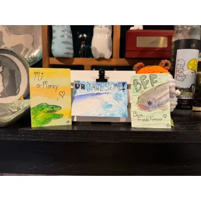 Punny Aquatic Critter Cards aceo art card thumbnail 1