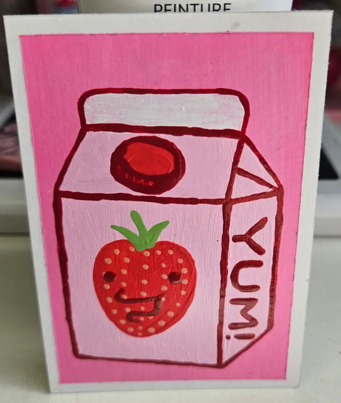 Strawberry Milk aceo art card