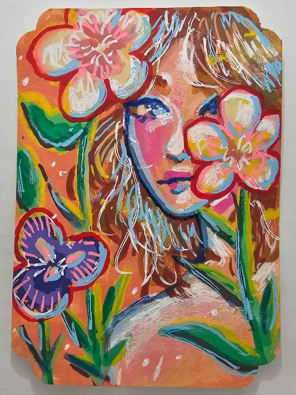 Shy Flower aceo art card