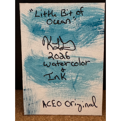 “Little Bit of Ocean” ACEO Original Watercolor & Ink Sea Birds 2026 abstract aceo art card thumbnail 2